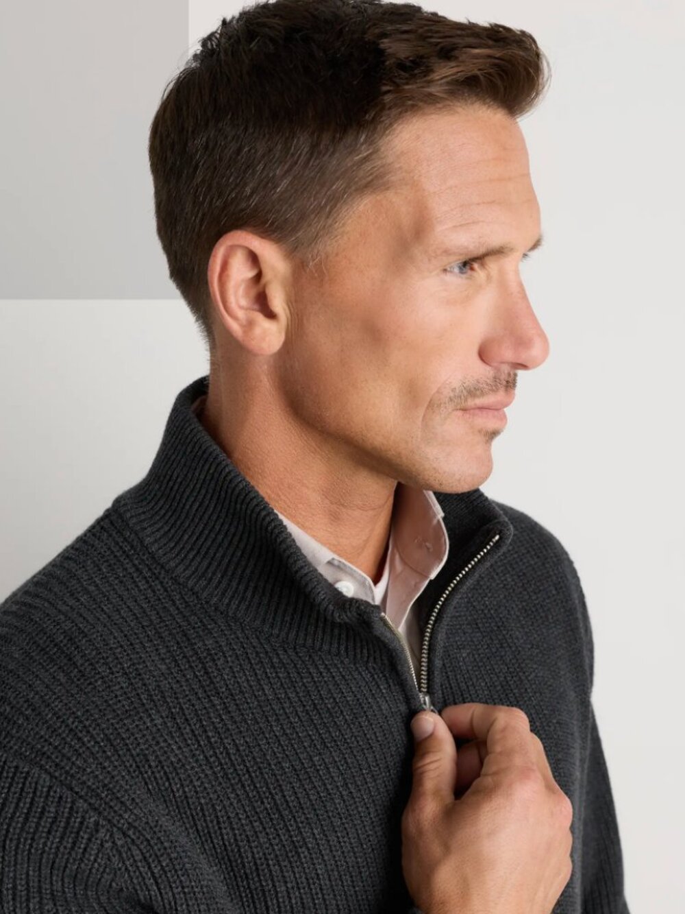 NWT Men's Quince 100% Organic Cotton Ribbed Quarter Zip - Picture 2 of 7